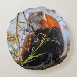 赤いパンダの丸い枕 ラウンドクッション
