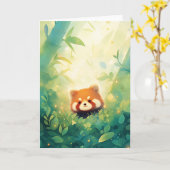 赤いパンダの保護区 カード (黄色い花)