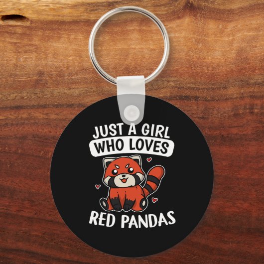 赤いパンダの赤いパンダの衣装を愛しているだけの女の子 キーホルダー (正面)