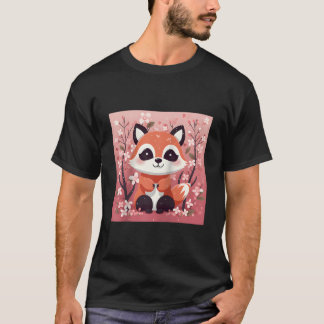 赤いパンダの野球ユニフォームで桜の庭園を散歩 Tシャツ