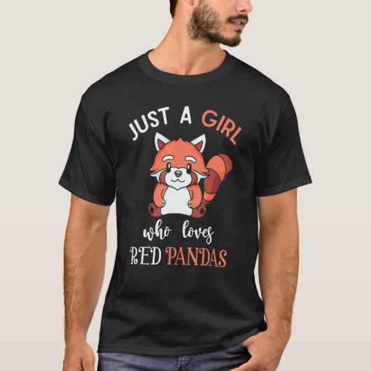 赤いパンダの野生動物Rを愛しているだけの女の子 Tシャツ (正面)