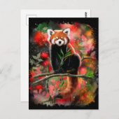 赤いパンダは枝に座る ポストカード (正面/裏面)