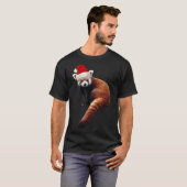 赤いパンダサンタパンドラL用かわいいクリスマスハット Tシャツ (正面フル)