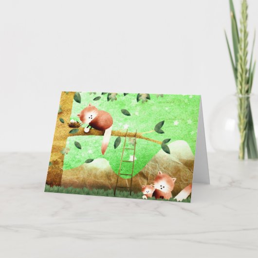 赤いパンダ山 – グリーティングカード (正面)