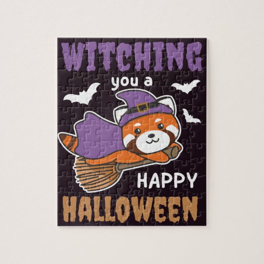 赤いパンダ魔女あなたをハッピーハローウィン治具 ジグソーパズル (縦)