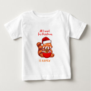 赤いパンダ：クリスマスに欲しいのはラーメンだけ ベビーTシャツ