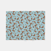 赤いパンダ（青） フリースブランケット (正面(横))