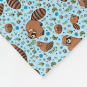 赤いパンダ（青） フリースブランケット (角)