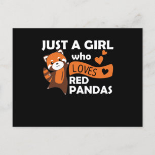 赤いパンドラ(PANDAS)女の子は赤いパンダかわいいかわいい動物を愛 ポストカード