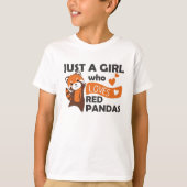 赤いパンドラ(PANDAS)女の子は赤いパンダかわいいかわいい動物を愛 Tシャツ (正面)