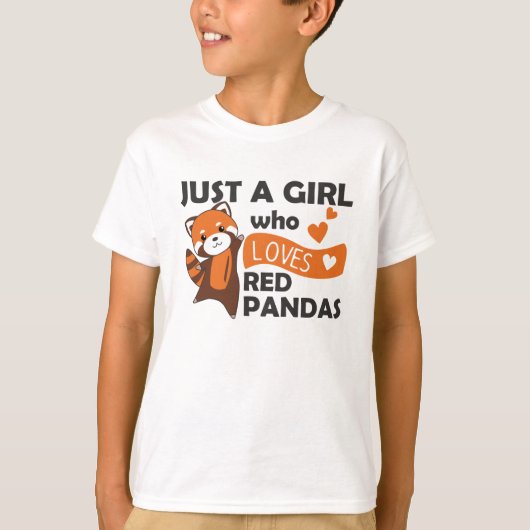 赤いパンドラ(PANDAS)女の子は赤いパンダかわいいかわいい動物を愛 Tシャツ (正面)