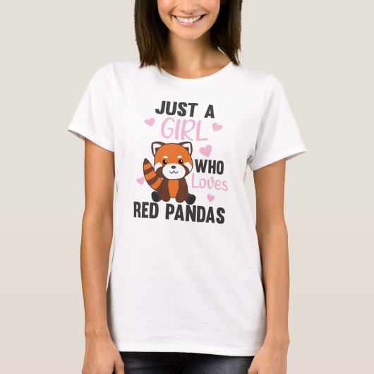 赤いパンドラ(PANDAS)女の子は赤いパンダかわいいかわいい動物を愛 Tシャツ (正面)