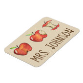 赤いパーソナライズされたおいしいリンゴfor the先生 マグネット (左側)