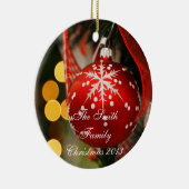 赤いパーソナライズされたきらびやかなクリスマスの飾り セラミックオーナメント (右)