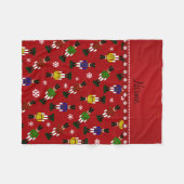 赤いパーソナライズされたくるみ割り フリースブランケット (正面(横))