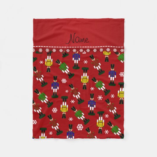 赤いパーソナライズされたくるみ割り フリースブランケット (正面)