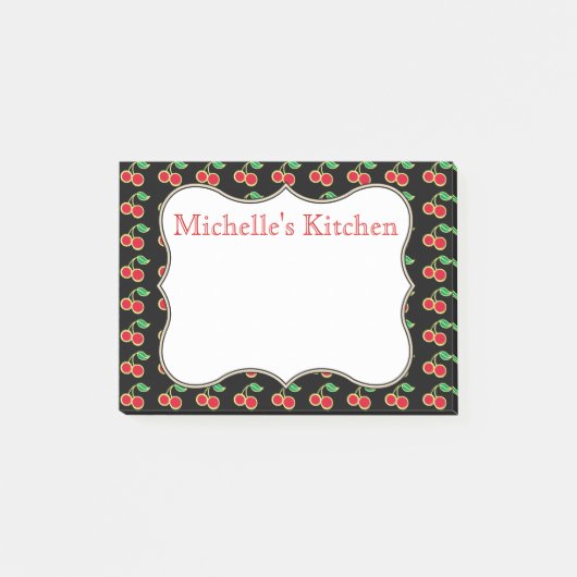 赤いパーソナライズされたさくらんぼの投稿Itメモ ポストイット (正面)