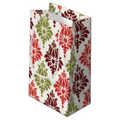 赤いパーソナライズされたちらし雪の結晶パターン スモールペーパーバッグ (裏面アングル)