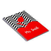 赤いパーソナライズされたりんご黒と白シェブロン ノートブック (右側)