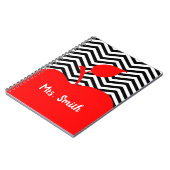 赤いパーソナライズされたりんご黒と白シェブロン ノートブック (左側)