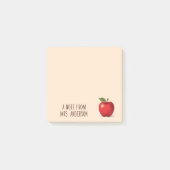 赤いパーソナライズされたりんご(先生名あり) ポストイット (正面)