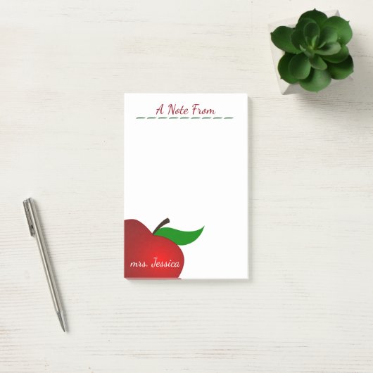 赤いパーソナライズされたアップル先生 ポストイット (オフィス)