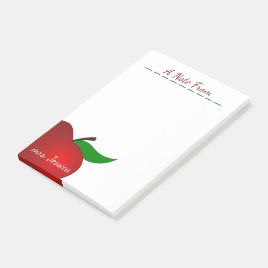 赤いパーソナライズされたアップル先生 ポストイット (アングル)