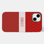 赤いパーソナライズされたアーガイルズと水玉模様の電話ケース Case-Mate iPhoneケース (裏面 (横))