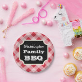 赤いパーソナライズされたギンガム紙プレート ペーパープレート (パーティー)