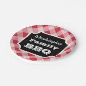 赤いパーソナライズされたギンガム紙プレート ペーパープレート (アングル)
