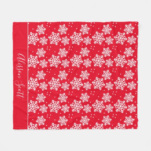赤いパーソナライズされたクリスマスパターン フリースブランケット (正面(横))