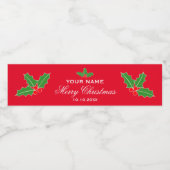 赤いパーソナライズされたクリスマスパーティー ペットボトルラベル (シングルラベル)