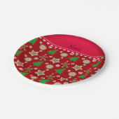 赤いパーソナライズされたクリスマス・クッキーの名前 ペーパープレート (アングル)