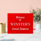 赤いパーソナライズされたグラマー幾何学的 アクリルサイン (ウェディング)