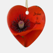 赤いパーソナライズされたケシ セラミックオーナメント (右)