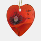 赤いパーソナライズされたケシ セラミックオーナメント (左)