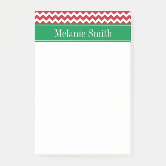 赤いパーソナライズされたシェブロンホリデークリスマス ポストイット (正面)