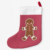 赤いパーソナライズされたジンジャーブレッドストッキング スモールクリスマスストッキング (裏面)