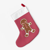 赤いパーソナライズされたジンジャーブレッドストッキング スモールクリスマスストッキング (裏面 (吊り時))