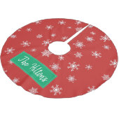 赤いパーソナライズされたスノーフレークのクリスマススカート ブラッシュドポリエステルツリースカート (アングル)