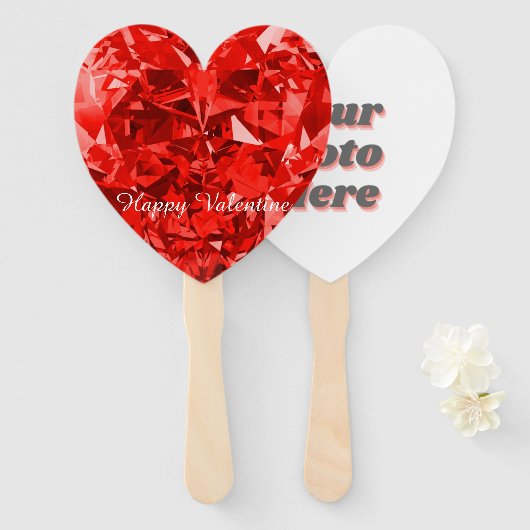 赤いパーソナライズされたダイヤモンドのファン ハンドファン (正面&裏面)