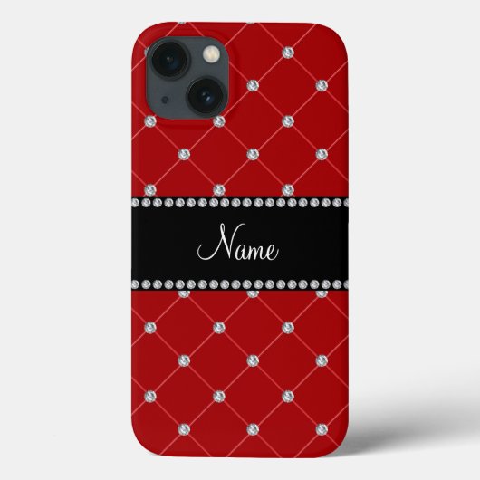 赤いパーソナライズされたダイヤモンドの房の名前 Case-Mate iPhoneケース (裏面)