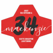 赤いパーソナライズされたチームカラー名ジャージー番号 サッカーボール (フラット)