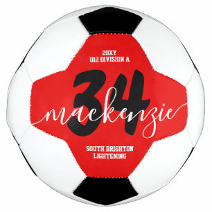 赤いパーソナライズされたチームカラー名ジャージー番号 サッカーボール