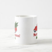 赤いパーソナライズされたトラックと木 コーヒーマグカップ (中央)