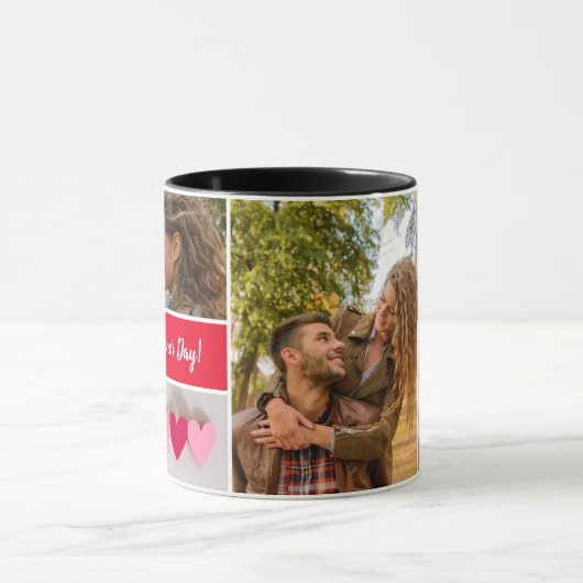 赤いパーソナライズされたハッピーバレンタインデー写真 マグカップ (中央)