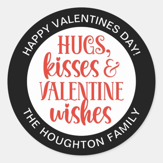 赤いパーソナライズされたバレンタインデステッカー ラウンドシール (正面)