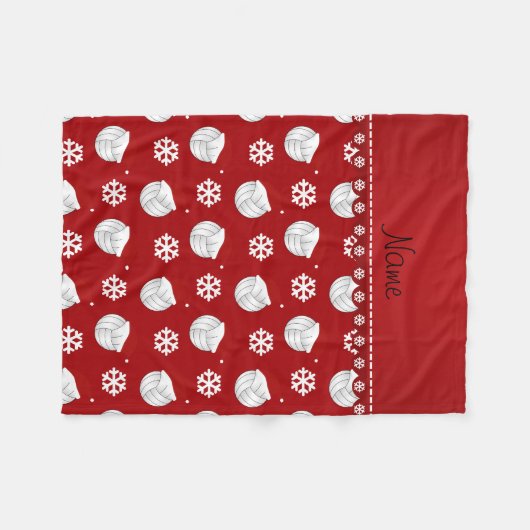 赤いパーソナライズされたバレーボールのサンタハットの名前 フリースブランケット (正面(横))