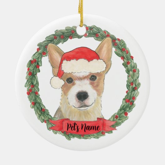 赤いパーソナライズされたヒーラーキャットレードッグ セラミックオーナメント (裏面)