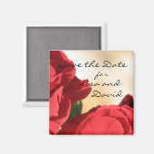 赤いパーソナライズされたフローラ日付磁石を保存 マグネット (正面/裏面)